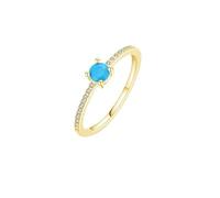 ANAZOZ Ring Women Promise 4x4mm Round with Turquoise and Moissanite, Wedding Rings 18 Carat Yellow Gold for Women, Gold, Size J 1/2