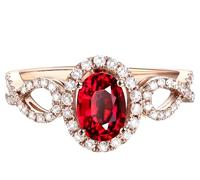 ANAZOZ Rings for Womens Wedding Infinity and Oval with 0.5ct Created Ruby and Moissanite, Ring Rose Gold 9Karat Wedding for Women, Rose Gold, Size R 1/2