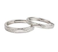 ANAZOZ Sterling Silver Couple Eternity Ring Personalized, Geometric, Silver Engagement Ring Adjuster for Him and Her