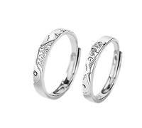 ANAZOZ Sterling Silver Customize Eternity Ring for Couples, Mountains and Seas,Sun and Moon, Men and Women Eternity Ring Adjustable Silver