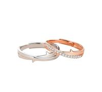 ANAZOZ Sterling Silver Men and Women Custom Promise Ring Sets, Interweave with Cubic Zirconia, Her and Him Silver Rose Gold Ring Adjustable