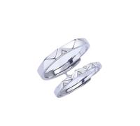 ANAZOZ Sterling Silver Men and Women Wedding Ring Personalized, Geometric with Cubic Zirconia, Adjustable Ring for Women and Men Silver