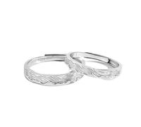 ANAZOZ Sterling Silver Wedding Ring for Men and Women Engraved Personalized, Geometric Lines, Eternity Ring Adjustable Silver for Her and Him