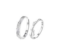 ANAZOZ Wedding Ring for Women and Men Engraved Personalized 925 Sterling Silver, Geometric with Cubic Zirconia, Wedding Ring Adjuster Men and Women Silver