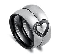AnazoZ Women 1PCS, Ring Black Wedding Rings Him and Her Promise Rings for Couples Stainless Steel Ring Women 6MM Ring Size Women T 1/2