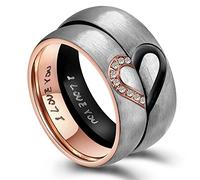 ANAZOZ Women 1PCS,Wedding Rings Him and Her Promise Rings for Couples Stainless Steel Ring Women 6MM Ring Size Women P 1/2