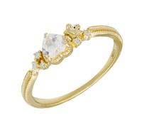 ANAZOZ Women Ring for Wedding Heart with Moonstone and Moissanite, Wedding Rings Yellow Gold 14 K Women, Gold, Size O 1/2