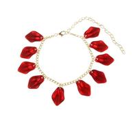 ANAZOZ Womens Anklet Resin, Chain with Petals, Womens Adjustable Anklets 8.67 + 4.14 Inch, Red