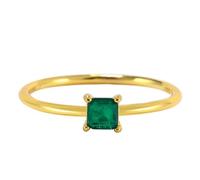 ANAZOZ Women's Engagement Rings 4x4mm Square with Created Emerald, Wedding Rings 9 Carat Gold for Women, Gold, Size J 1/2