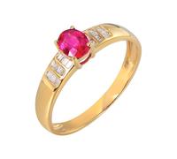 ANAZOZ Womens Eternity Rings Oval Shape with 0.35ct Ruby and Sapphire, 18 K Yellow Gold Eternity Rings for Women, Gold Red, Size Q 1/2