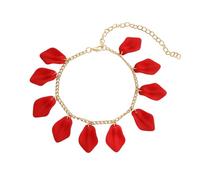 ANAZOZ Womens Resin Anklets, Chain with Petals, Adjustable Anklet for Women 8.67 + 4.14 Inch, Dark Red