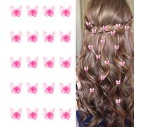 ANBALA 20PCS Cute Butterfly Hair Clips, Clear Mini Hair Clips, 90s Y2K Accessories (Red)