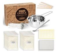 Anbar Candle Making Kit - Supplies Include 480g Soy Wax Flakes, Stainless Steel Heating Jug, Spoon, Centering Wood, Waxed Candle Wicks, Stickers and Magic Paper for Adults, Beginners, Kids