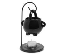 Anbar Cauldron Wax Melt Burner with Tealight Candle, Warming Stand, Decorative Hanging Living Room Home Decor and Aromatherapy, Spooky Halloween Black Warmer Pot