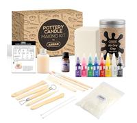 Anbar Creative Pottery Clay Candle Making Kit For Adults and Kids - Complete DIY Set with Air Dry Clay, Soy Wax, Essential Oil, Sculpting Tools & Acrylic Paint Create Your Own Custom Scented Candles