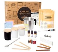 Anbar DIY Candle Making Kit for Adults with Glass Jars, Natural Soy Wax, Cotton Wicks, Essential Oils, Thermometer, Labels, and Essential Accessories for Scented Votive Candles, Fun Hobby Crafting Set