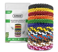 Anbar Leather Mosquito Repellent Bracelets for Adults and , 12 Pack, Deet Free, All-Natural Anti-Mosquito, Tick, and Insect Essential Oils, 300-Hour Waterproof Outdoor Protection (Mixed), 12.0 count