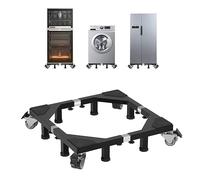 ANBase Heavy Duty Steel Washing Machine Stand Mini Fridge Stand With 4 Twin Wheels and 8 Sturdy Foot Adjustable Furniture Dolly for Refrigerator Mini Fridge Washer and Dryer（Black/Small）