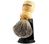 Anbbas Shaving Brush and Holder,Pure Badger Hair with Wood Handle,Black Resin Stand Holder,Contracted Design 2in1 Set for Men Wet Shave