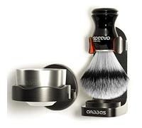 Anbbas Synthetic Badger Shaving Brush and Bowl with Black ABS Wall Mounting Type Holders for Soap Bowl and Brush for Men Wet Shave