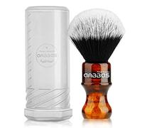 Anbbas Synthetic Badger Shaving Brush with Resin Handle,Nylon Bristles Hair Lathering Foam Brush for Men Travel Professional Wet Shaving(Amber,24 mm Knot)