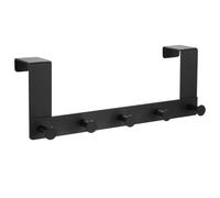 ANBEEISS 1 PcsOver Door Hooks, Over Door Coat Rack, Black Over The Doors Coat Hangers with 5 Hooks for Back of Doors, Thickness Within 4.5 cm, Bathroom Bedroom Clothes Towel Storage Hook