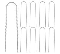ANBEEISS 10 Pcs Trampoline Anchor Kit, Swing Ground Anchors Heavy Duty Ground Pegs, 11.8 Inch Galvanized U Shaped Tent Pegs, Rebar Trampoline Stakes for Trampolines Garden Camping Tents Marquees