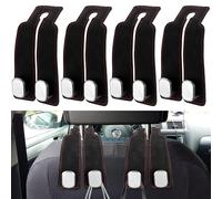 ANBEEISS 4 PcsCar Seat Back Double Hook, Car Headrest Hooks Backseat Hangers, Car Seat Organiser Hooks, Leather Auto Seat Back Storage Hook forcar Accessories Bags Handbags Purses Hangers(Black)