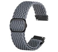 Anbeer 22mm Braided Nylon Solo Loop Watch Band,Stretchy Quick Release Replacement Watch Strap with Adjustable Buckle,Grey with Black Buckle