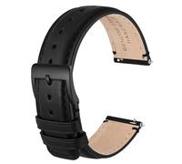 Anbeer 22mm Genuine Leather Watch Strap,Quick Release Band with Stainless Steel Buckle,Black with Black Buckle