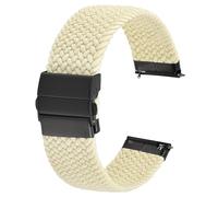 Anbeer Braided Nylon Watch Strap Quick Release,20mm Stretchy Replacement Watch Band,Starlight with Black Push Button Folding Clasp