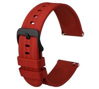 Anbeer Silicone Watch Straps 22mm Quick Release Rubber Replacement Bands for Men Women - Extra Long, Red with Black Buckle
