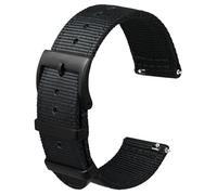 Anbeer Two-Piece Quick Release Nylon Watch Strap with Metal Loop,18mm Double Layered Woven Nylon with Tight Stitching,Replacement Watch Band with Brushed Black Stainless Buckle