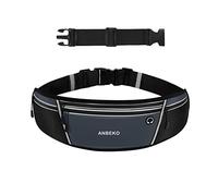 ANBEKO Running belt for Men Women with Extender, Large Capacity Runner Waist Pack with 4 Pockets,Hiking Travel Camp Running Workout Belt Bag,Easy Carry Large Phones, grey