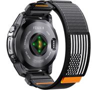 ANBEST Rugged Nylon Watch Bands for Garmin Fenix/Tactix/Enduro/Instinct/Descent/Quatix/D2 Series, 22mm Quick Release Bracelet Replacement for Men Women (Black(Orange Line)