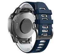 ANBEST Silicone Watch Band, Quick Fit 26 Replacement Strap for Garmin Fenix 6X/5X/7X, Enduro/Descent MK2/Fenix 5X Plus/3, Dark Blue/White