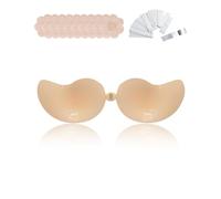 ANBET Invisible Strapless Adhesive Bra, Reusable Thin Push Up Backless Bra, Nude Stick On Bras for Strapless Dresses Tube Tops