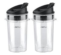 Anbige Replacement Parts 2pcs 12oz Cups with Lids, Compatible with Ninja BL770 BL660 BL810 QB3000 All Pro 4 Tabs Blenders