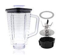 Anbige Replacement parts 5-Cup Square Top Plastic Jar Assembly With 6 Point Fusion Blade, Gasket, Base, Lid. Compatible with Oster Blenders