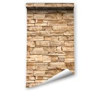 ANBILILA Self-Adhesive Wallpaper, Industrial Faux Stone Brick 3D Effect Peel and Stick Contact Paper, 44.5x1200CM Rock Textured Slate Removable Wallpaper Deco Film for Wall Sticker