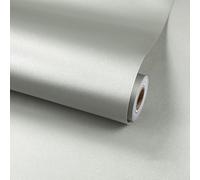 ANBILILA Self-Adhesive Wallpaper, Silver, 40 x 500 cm, Removable and Stick-on Wallpaper in Metallic Look, Silver Vinyl Film, Self-Adhesive Furniture Film for Living Room, Bathroom, Cabinets and