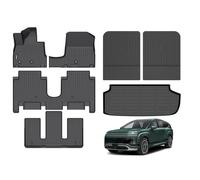 ANBINGO® Floor Mats & Seatback Cargo Liner for 2026 ioniq 9 6 Passenger, AWD, Performance Limited/Calligraphy/Calligraphy Design, (50/50 Velcro Tape Fixed Backseat) Custom Mat Set - Black