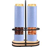 Anbiratlesn Electric Salt Pepper Mill Set Automatic Salt and Pepper Shaker Adjustable Coarseness Spice Grinder Electric Pepper Mill with Spice Rack Organizer Pack of 2-Blue