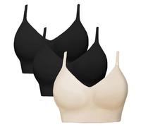 Anbiryeik Jelly Bras for Women UK 3-Pack Seamless Push Up Jelly Ladies Bra Push Up Bra Plus Size Summer Large U Back Convertible Wireless Bras Comfort Strap Everyday Sleep Jelly for Daily Casual Wear