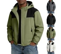 Anbiryeik Mens Waterproof Fleece Jackets Ski with Hood Lightweight Rain Jacket Windproof Packable Windbreaker Softshell Raincoat Outdoor Winter Coats Top for Hiking Camping Running Cycling Climbing