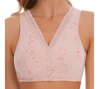 Anbiryeik Non Wired Bras for Women UK Front Closure Lace Bra Pattern Comfortable Seniors T Shirt Wireless Wide Strap Long Line Padded Womens Plus Size Side Support Strapless Saggy Breast Lift
