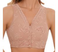 Anbiryeik Non Wired Bras for Women UK Front Closure Lace Bra Pattern Comfortable Seniors T Shirt Wireless Wide Strap Long Line Padded Womens Plus Size Side Support Strapless Saggy Breast Lift