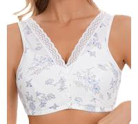 Anbiryeik Non Wired Bras for Women UK Front Closure Lace Bra Pattern Comfortable Seniors T Shirt Wireless Wide Strap Long Line Padded Womens Plus Size Side Support Strapless Saggy Breast Lift