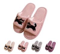 Anbiryeik Slippers for Women Warm Slip On Memory Foam Open Toe Slides Comfy Corduroy Non-Slip Breathable Ladies House Shoes Soft Slipper Indoor Outdoor Bedroom Hotel Home Casa Spa Gifts