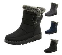 Anbiryeik Winter Snow Boots for Women Fur Lined Warm Mid Calf Boots Velcro | Lightweight Non Slip Walking Boots Thermal Orthopedic Rain Winter Shoes for Outdoor Walking Hiking Camping Biking Mountain